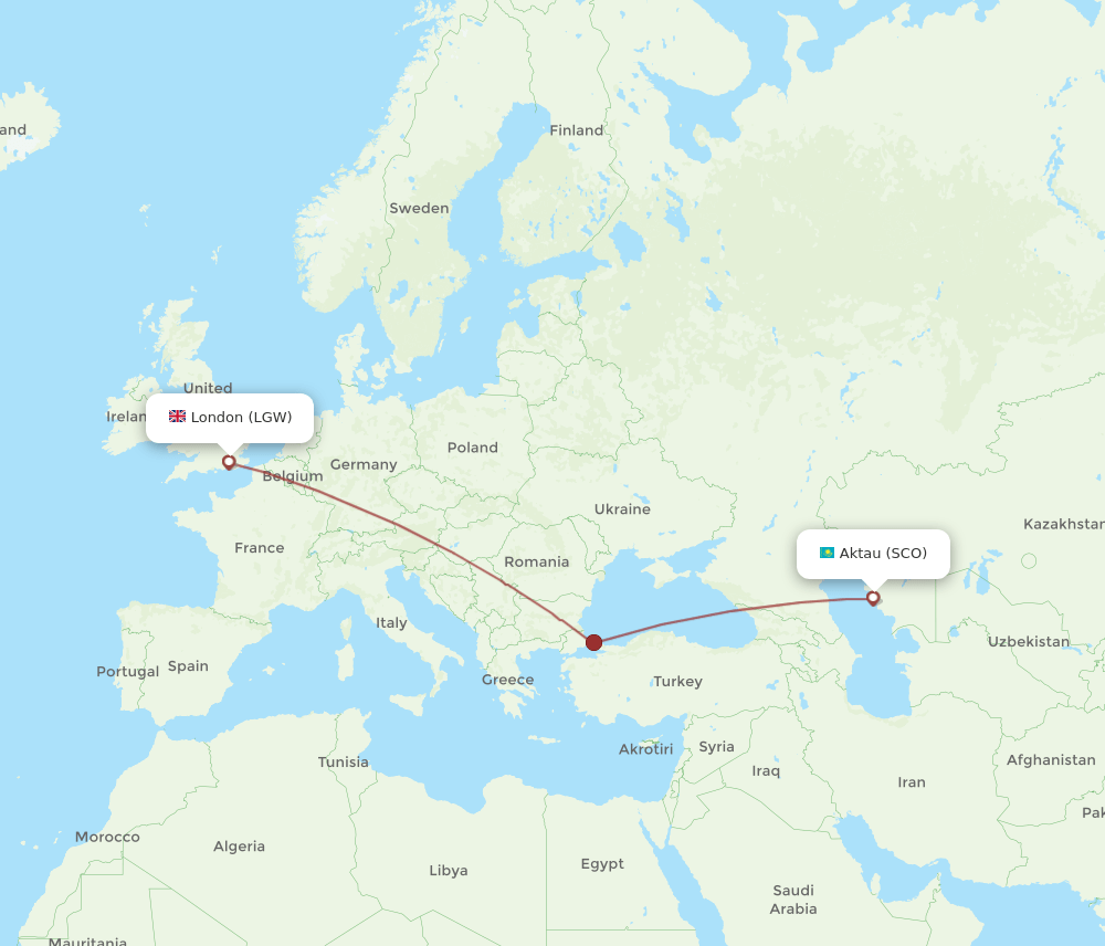 SCO-LGW flight routes