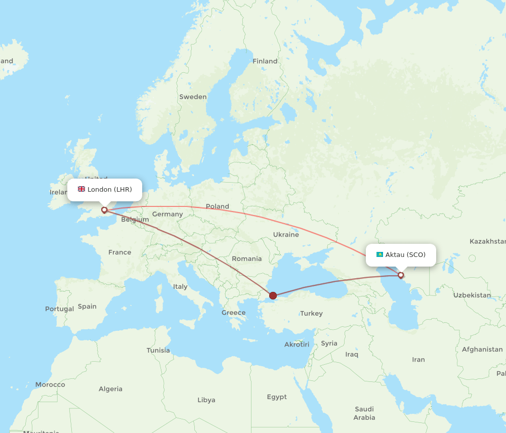 SCO-LHR flight routes