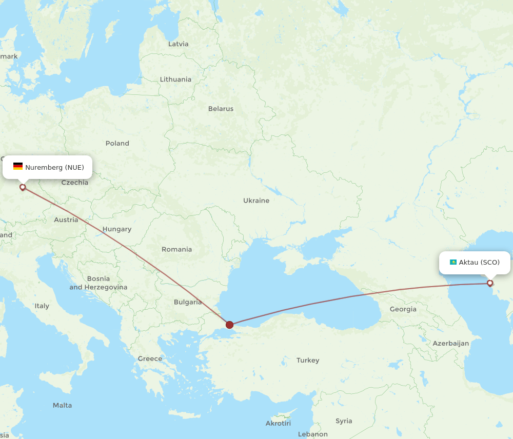 SCO to NUE flights and routes map