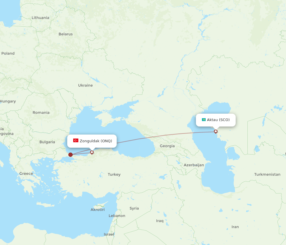 SCO to ONQ flights and routes map