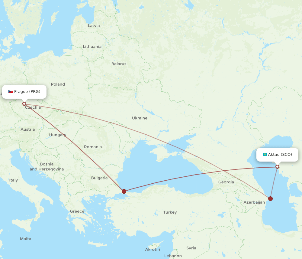 SCO-PRG flight routes