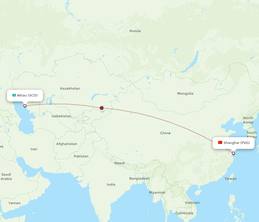 SCO-PVG flight routes