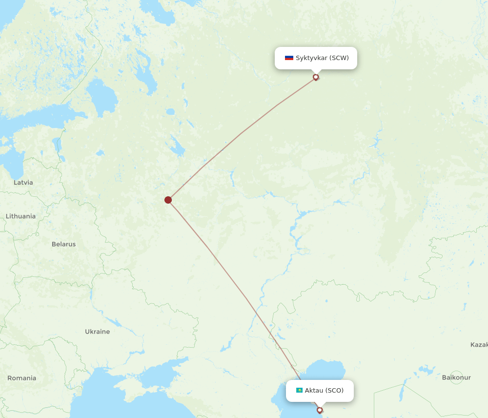 SCO-SCW flight routes