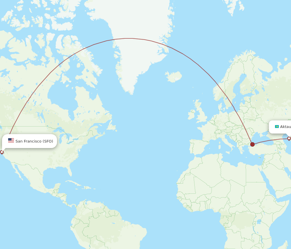 SCO-SFO flight routes