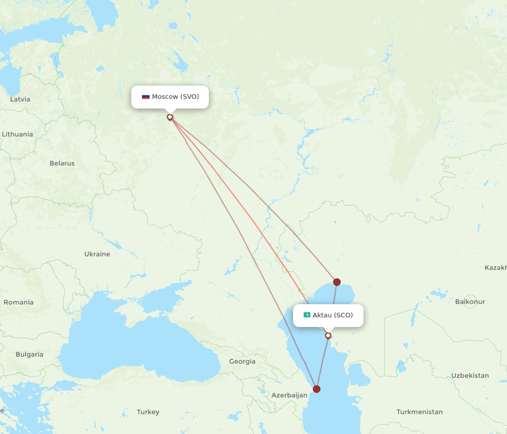 SCO to SVO flights and routes map