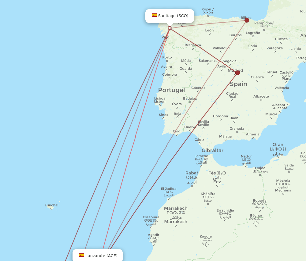SCQ-ACE flight routes