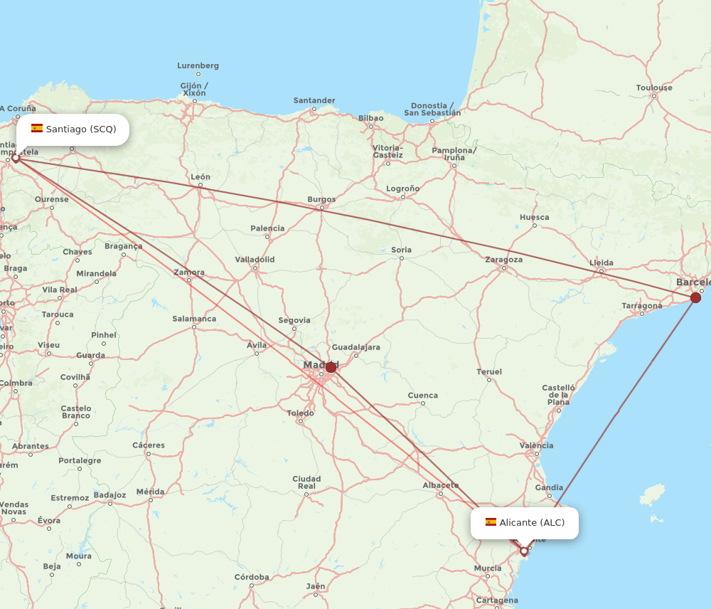 SCQ-ALC flight routes