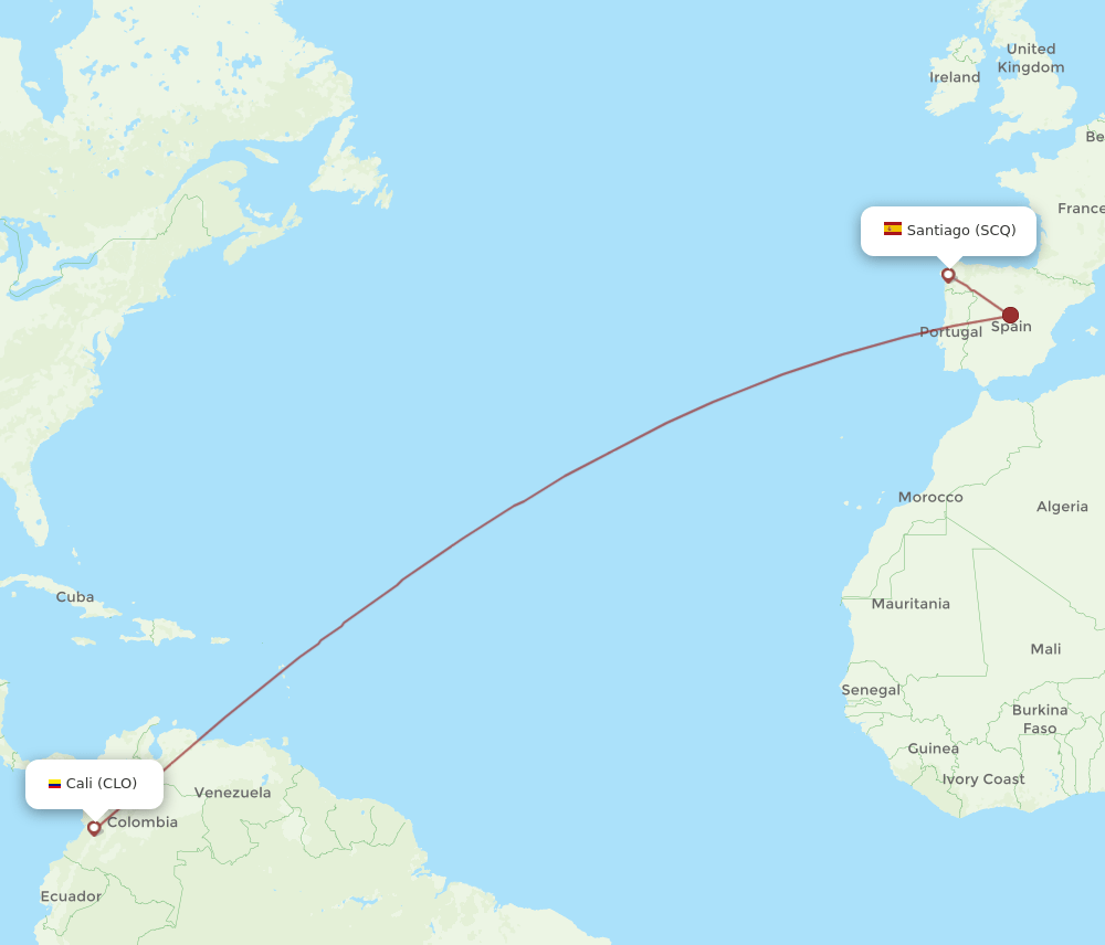 SCQ-CLO flight routes