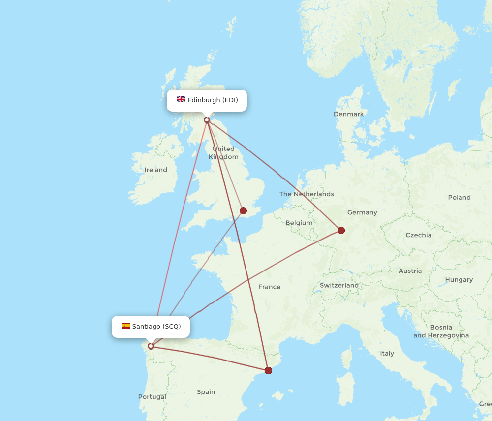 SCQ-EDI flight routes
