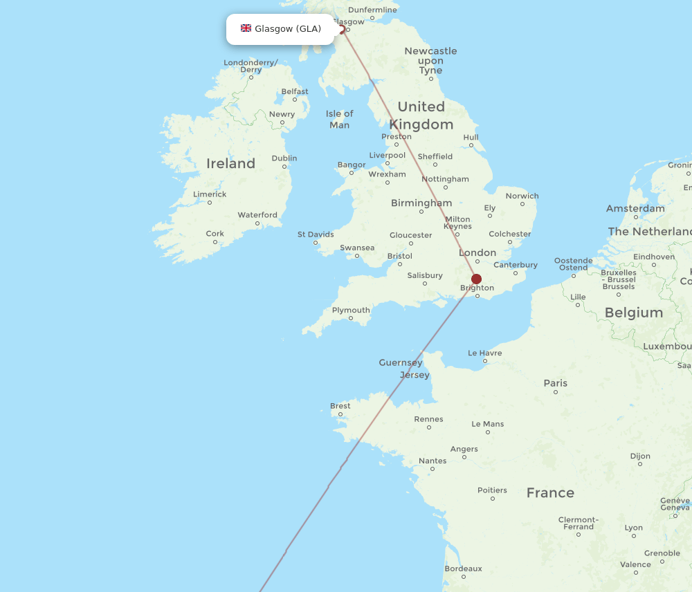 SCQ-GLA flight routes