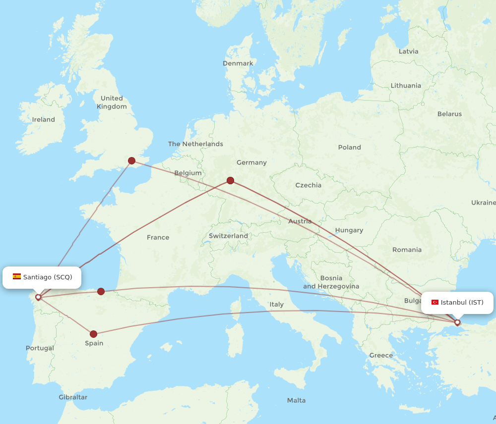 SCQ-IST flight routes