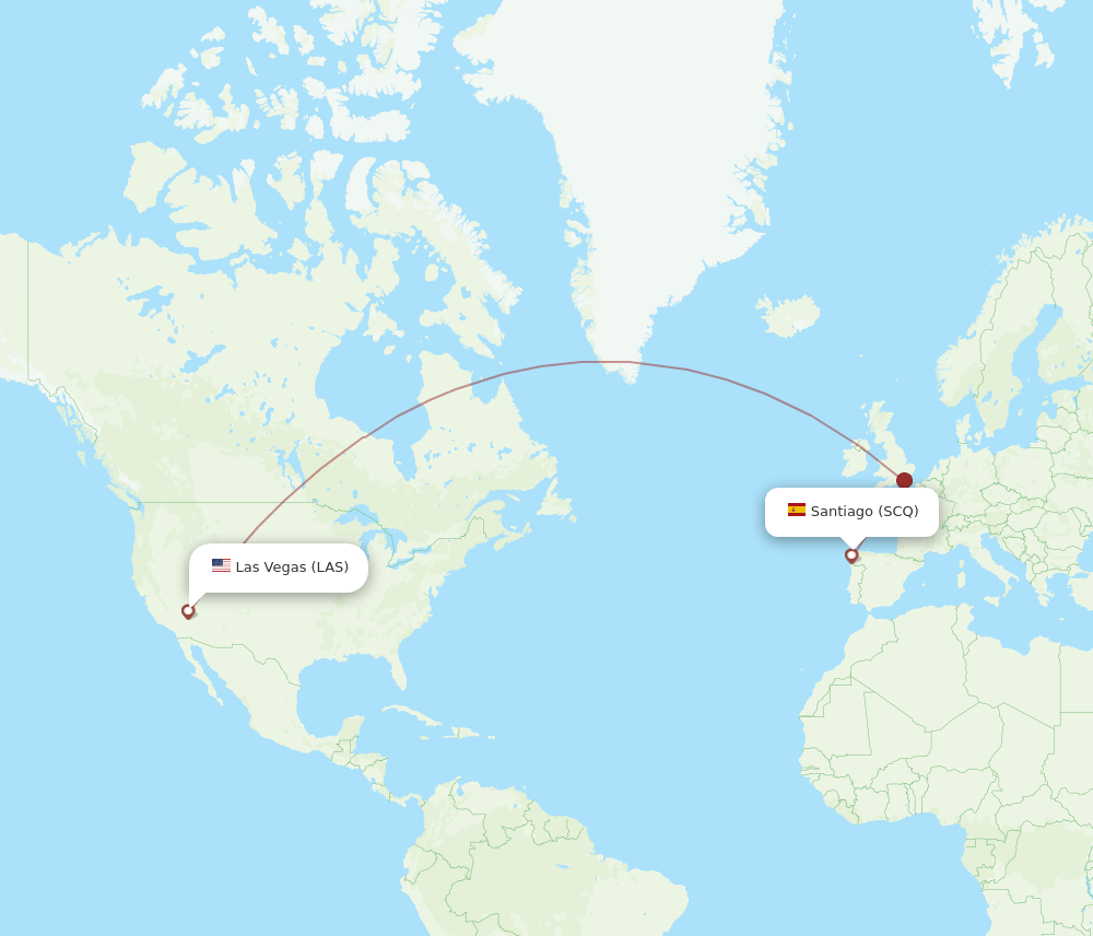 SCQ-LAS flight routes