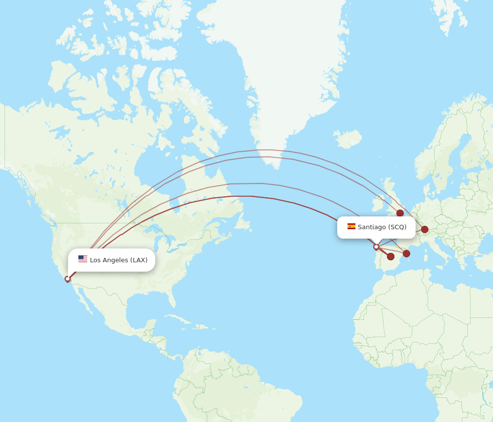 SCQ-LAX flight routes