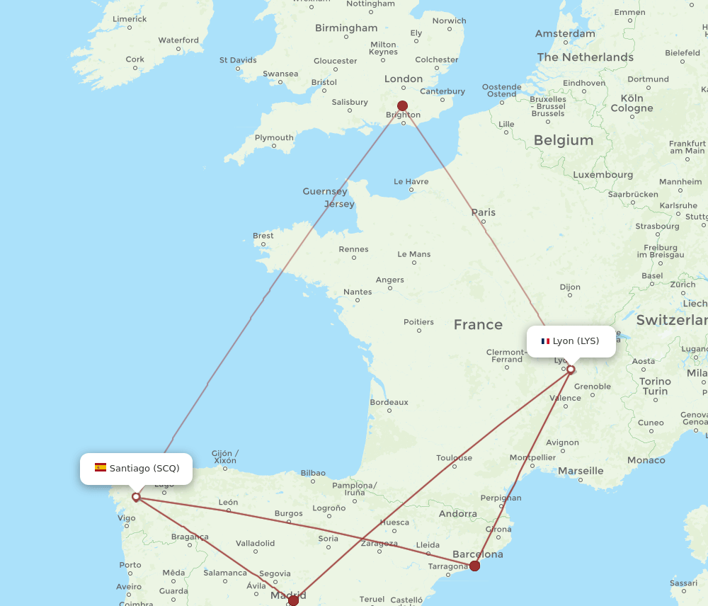 SCQ-LYS flight routes