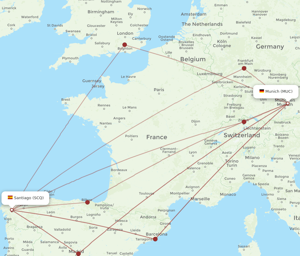 SCQ-MUC flight routes