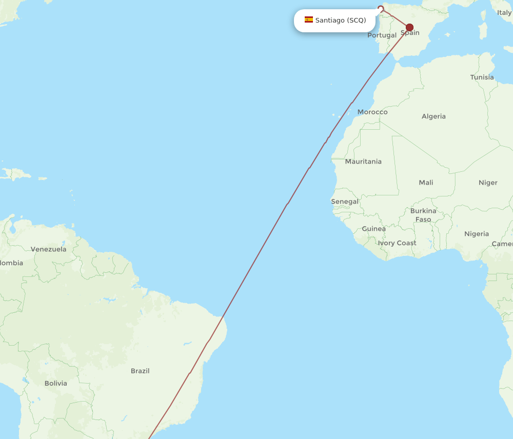 SCQ to MVD flights and routes map