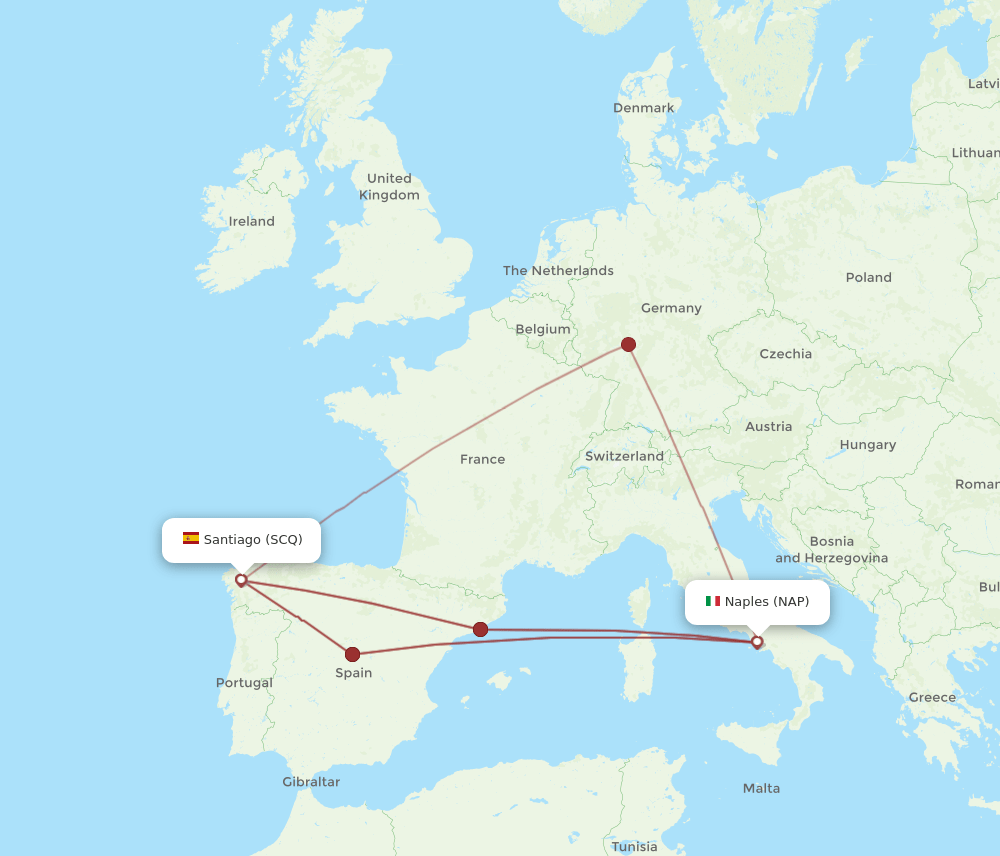 SCQ-NAP flight routes
