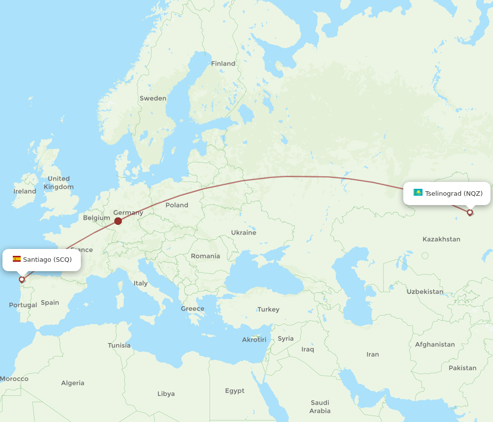 SCQ-NQZ flight routes
