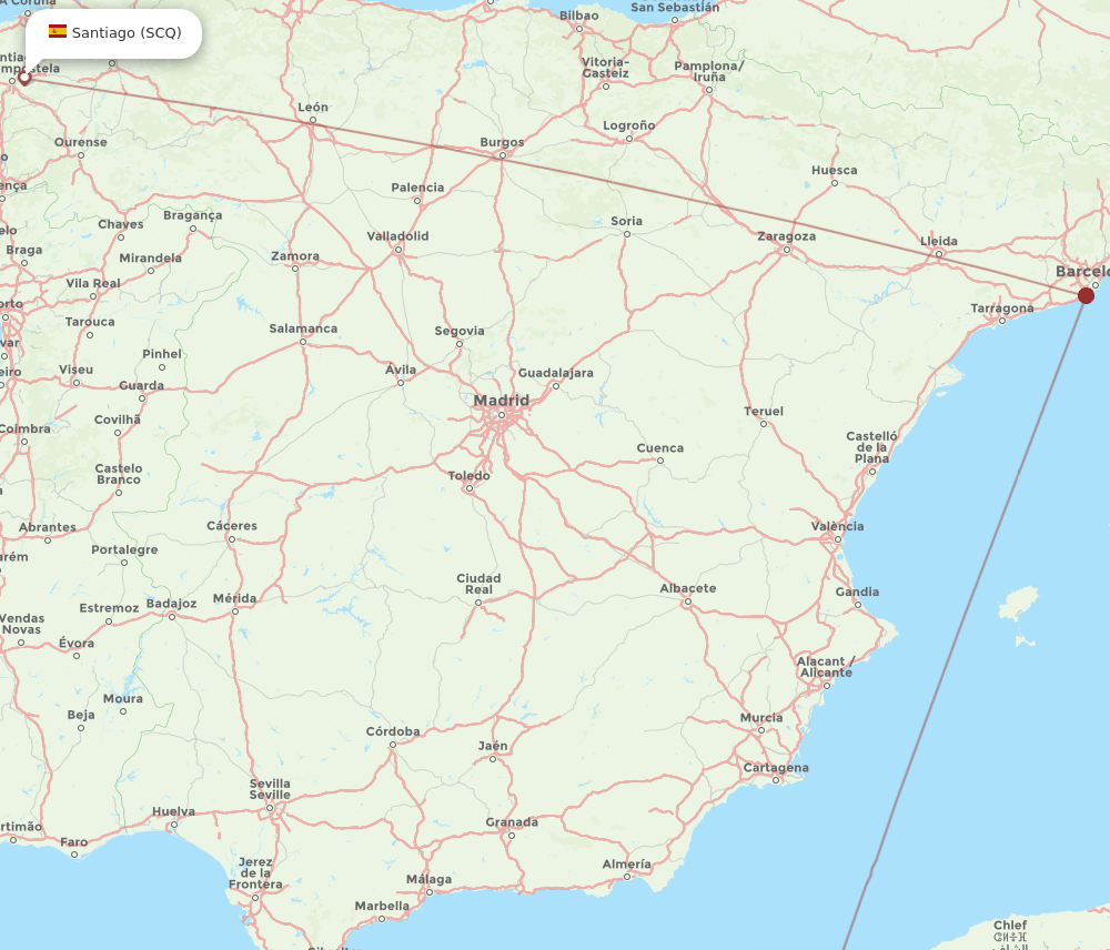SCQ-ORN flight routes