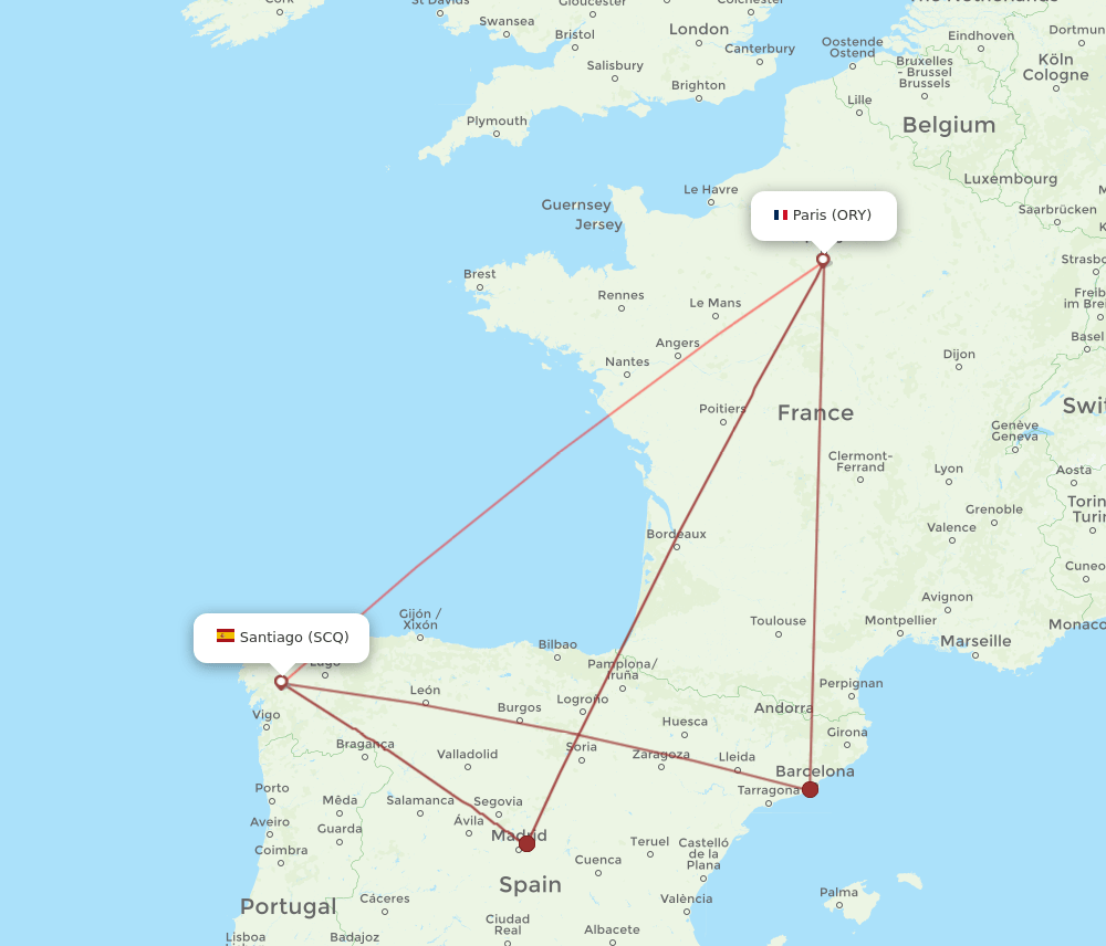 SCQ-ORY flight routes