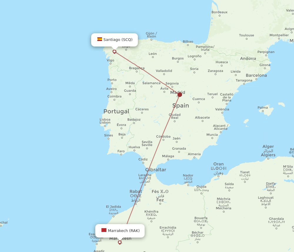 SCQ-RAK flight routes