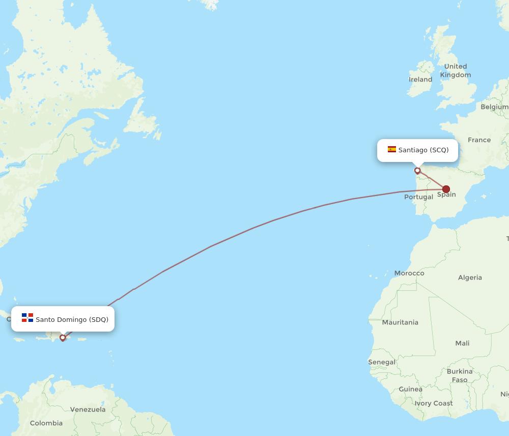 SCQ-SDQ flight routes