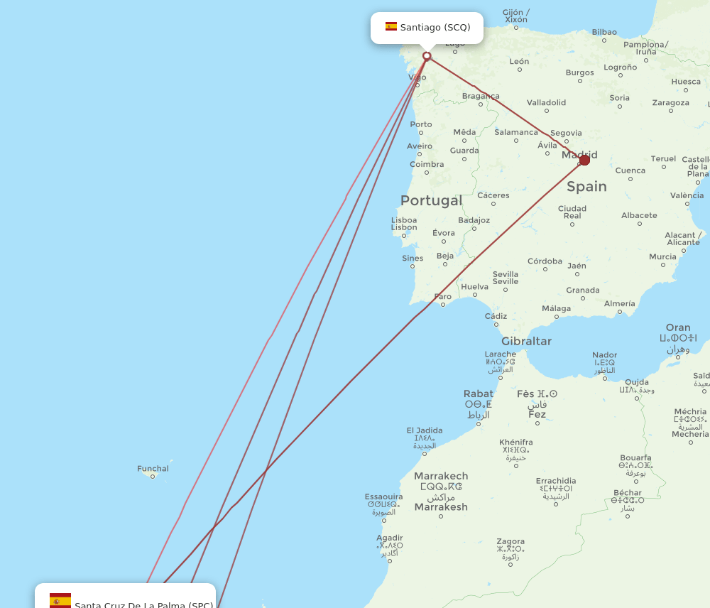 SCQ-SPC flight routes