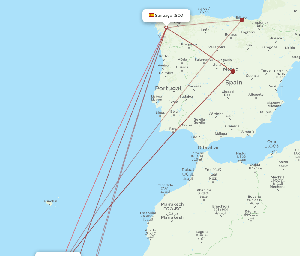SCQ-TFN flight routes