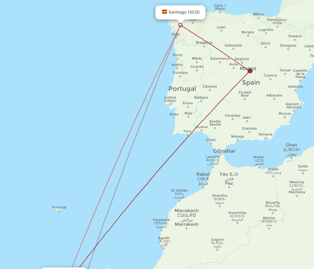 SCQ-TFS flight routes