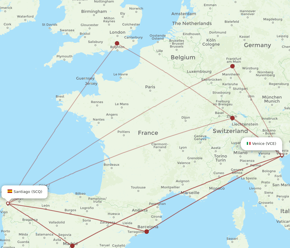 SCQ-VCE flight routes