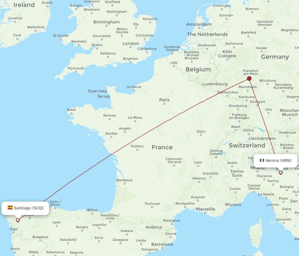 SCQ-VRN flight routes