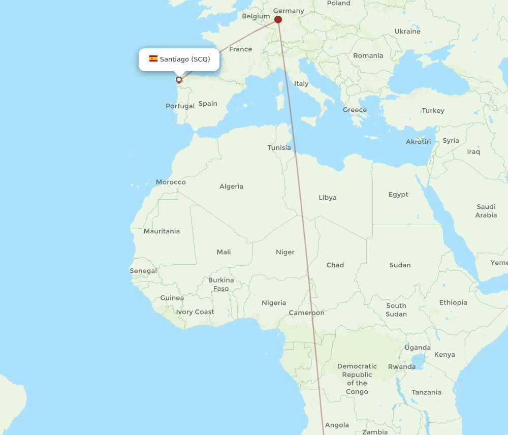 SCQ-WDH flight routes