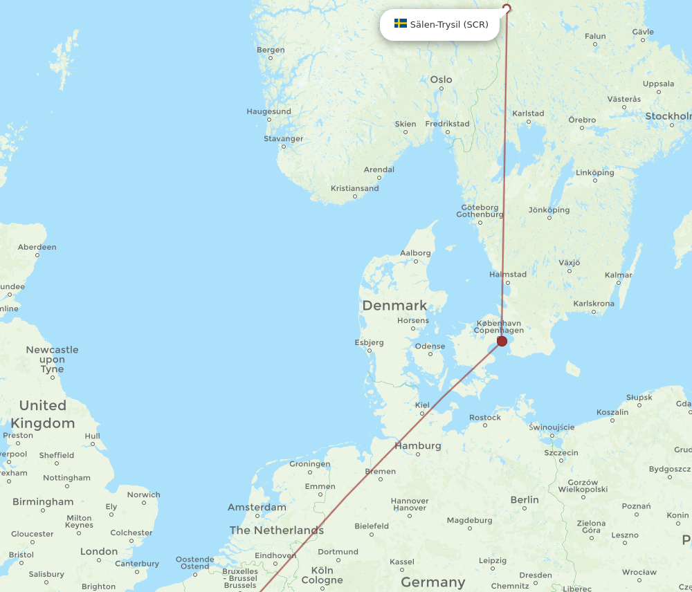 Salen - Paris route map and flight paths