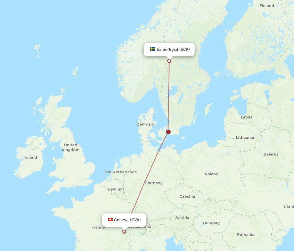 Salen - Geneva route map and flight paths