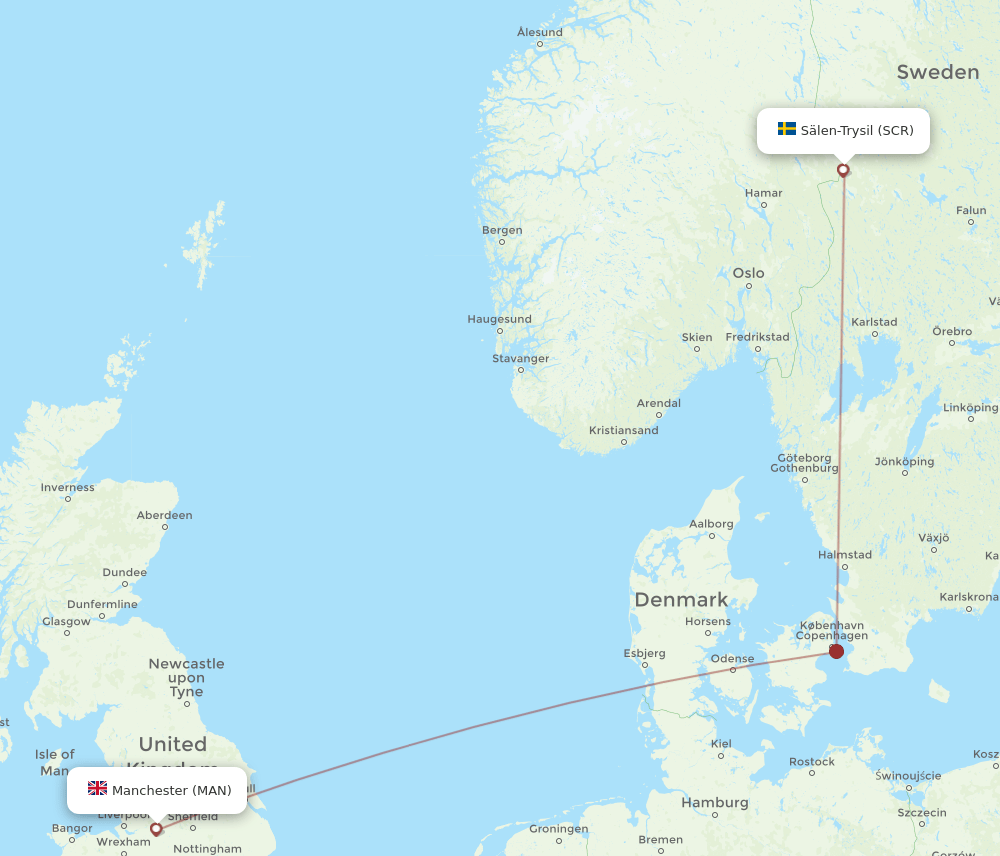 Manchester - Salen route map and flight paths
