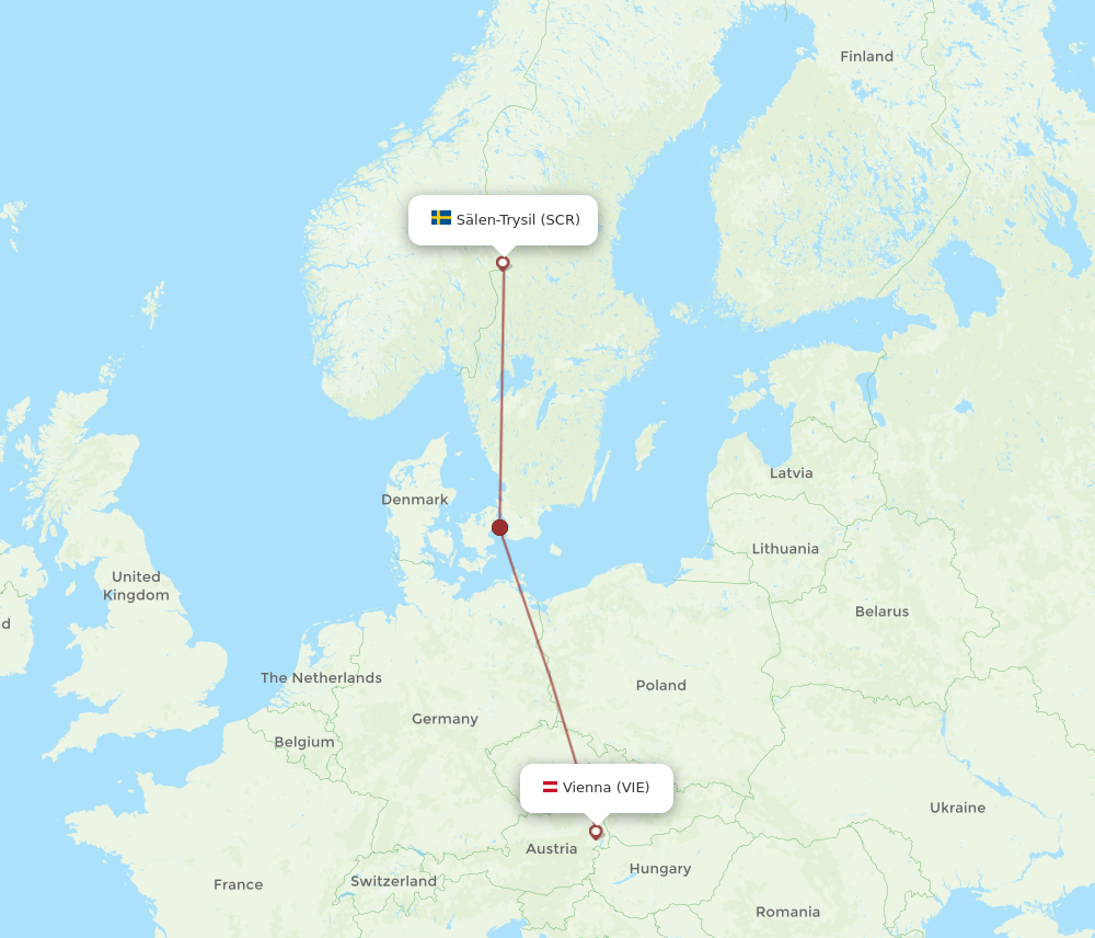Vienna - Salen route map and flight paths