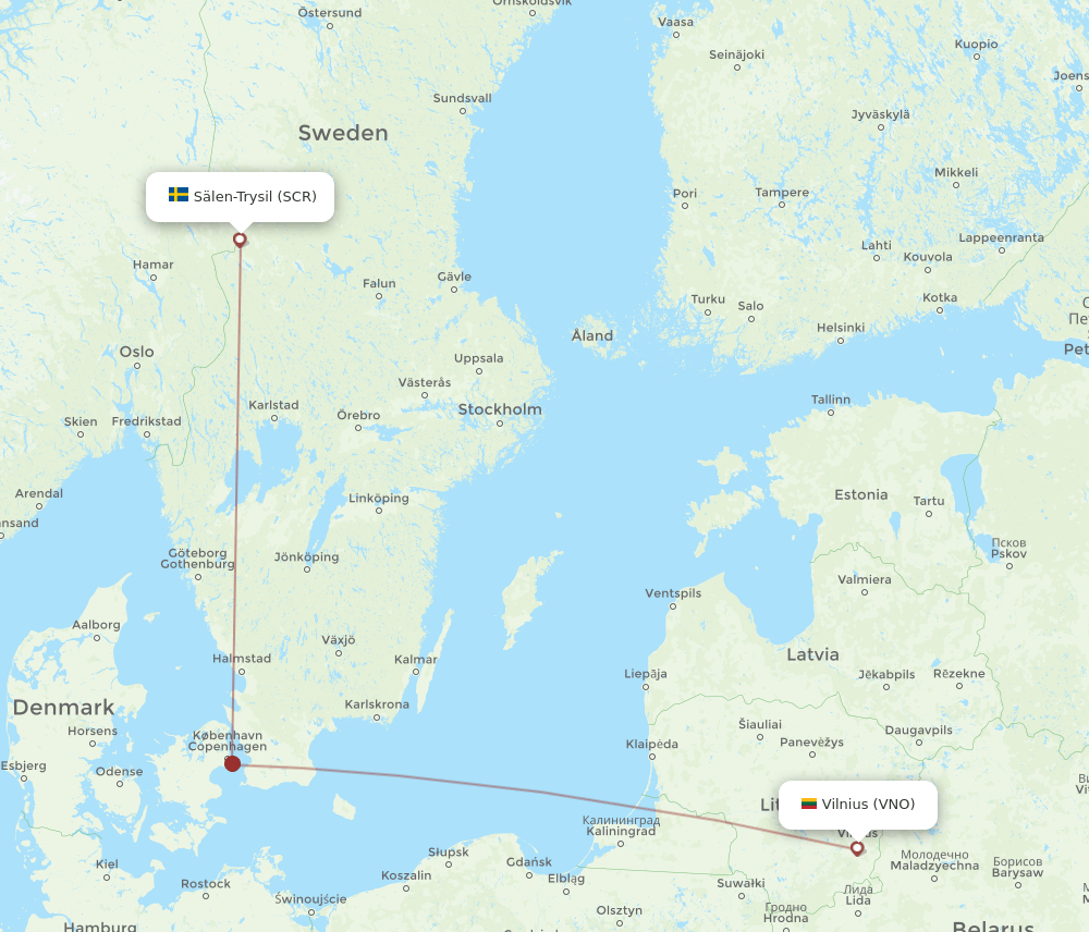 SCR-VNO flight routes