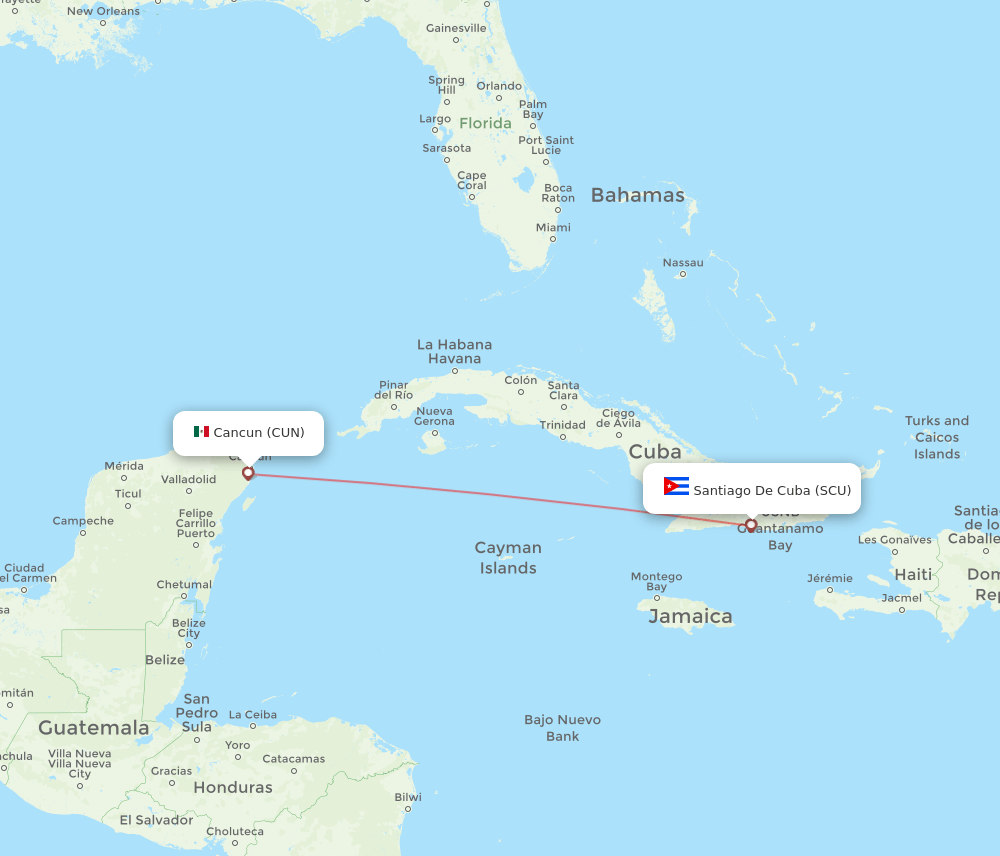 SCU-CUN flight routes