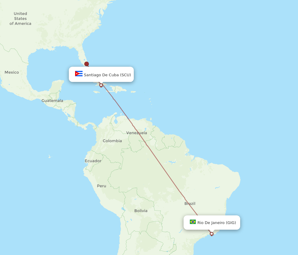 GIG to SCU flights and routes map