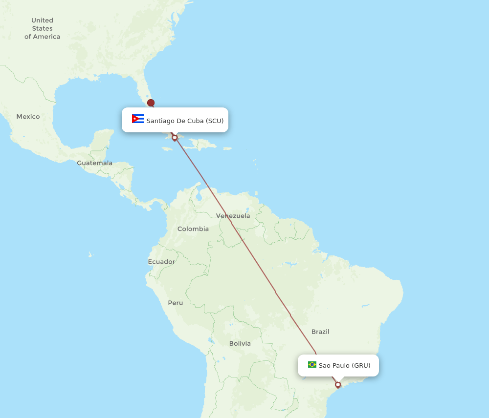 Sao Paulo - Santiago route map and flight paths