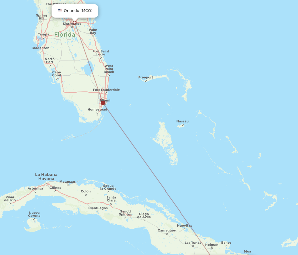 SCU-MCO flight routes