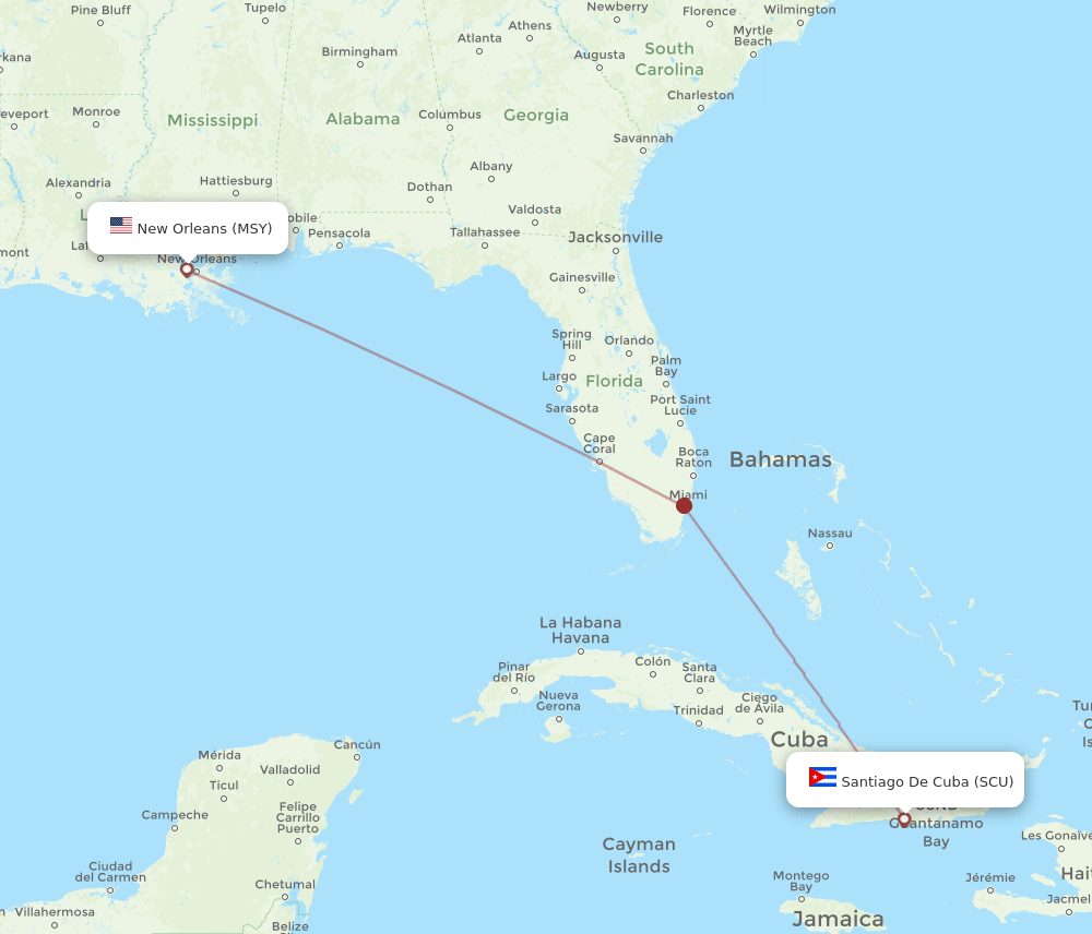 SCU-MSY flight routes