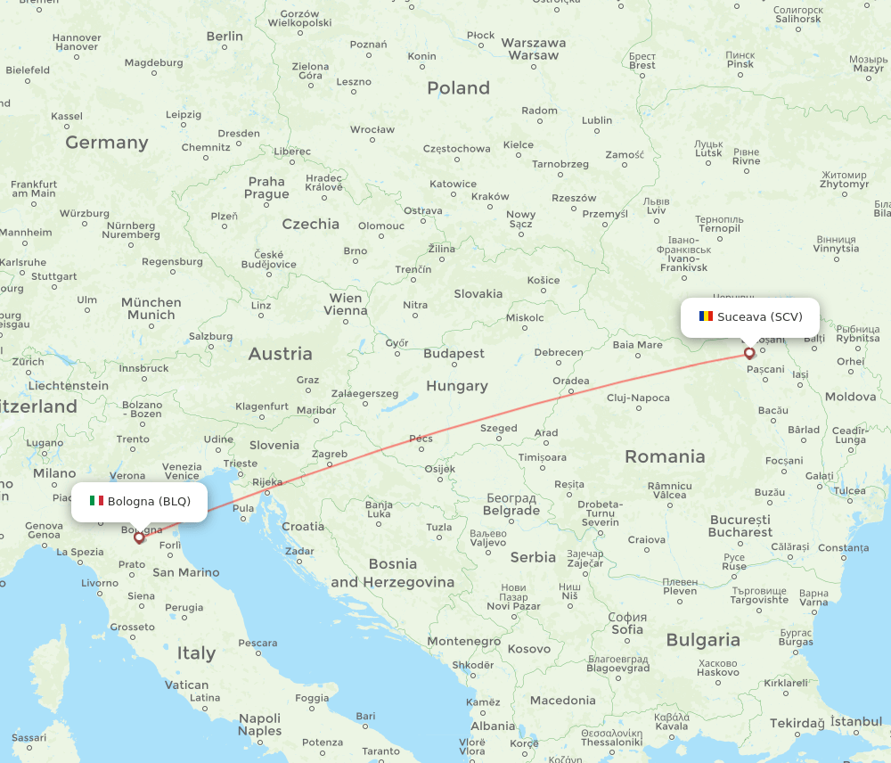 SCV to BLQ flights and routes map