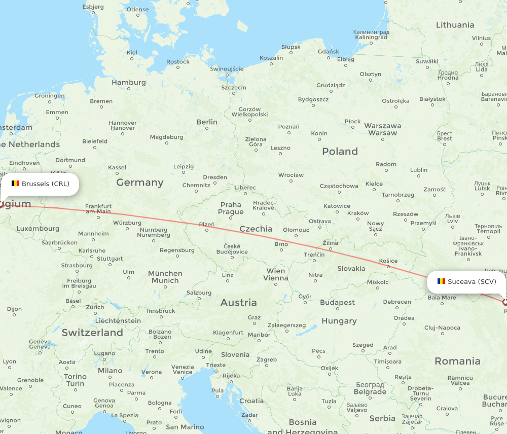 SCV to CRL flights and routes map