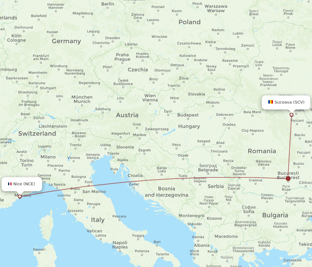 SCV-NCE flight routes