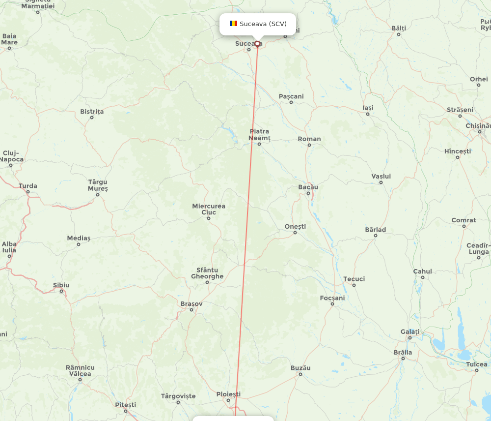 Suceava - Bucharest route map and flight paths