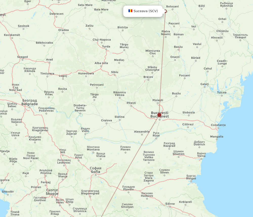 SCV to SKG flights and routes map