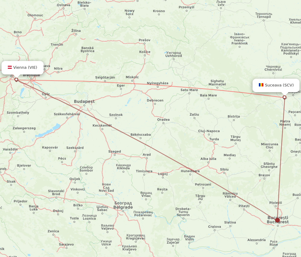 SCV to VIE flights and routes map