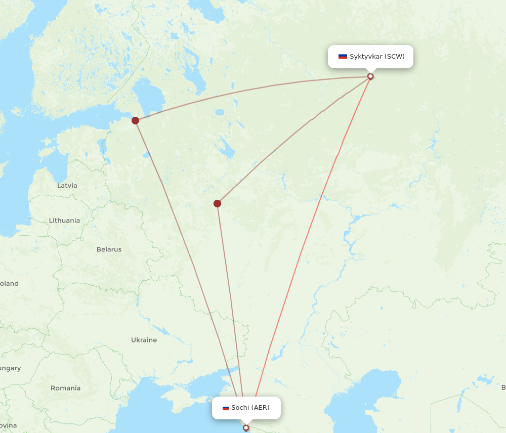 SCW-AER flight routes