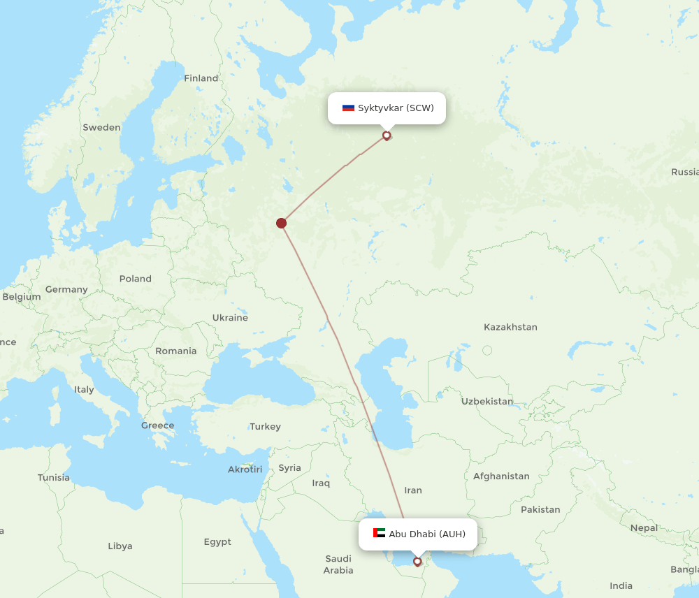 SCW-AUH flight routes